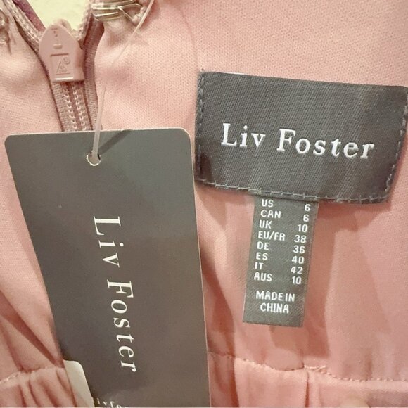 NWT Liv Foster Printed Floral Mesh Gown Pink Multi - Picture 9 of 9